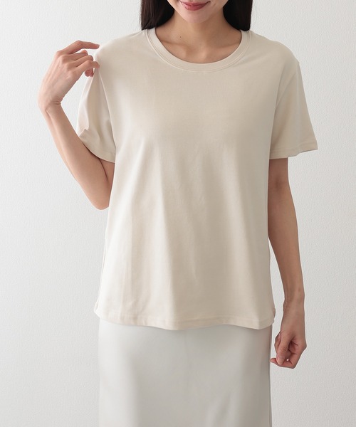 Lace Ladies(レースレディース)の「クルーネック ベーシック 半袖 Tシャツ カットソー(Tシャツ/カットソー・レディース・ベージュ/グリーン/グレー/アイボリー/ブラック・FREE)」の18枚目の写真