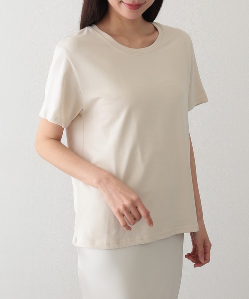 Lace Ladies(レースレディース)の「クルーネック ベーシック 半袖 Tシャツ カットソー(Tシャツ/カットソー・レディース・ベージュ/グリーン/グレー/アイボリー/ブラック・FREE)」の20枚目の写真
