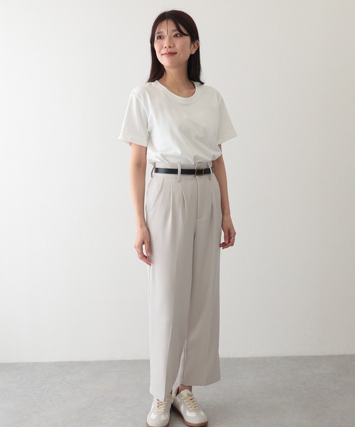 Lace Ladies(レースレディース)の「クルーネック ベーシック 半袖 Tシャツ カットソー(Tシャツ/カットソー・レディース・ベージュ/グリーン/グレー/アイボリー/ブラック・FREE)」の15枚目の写真