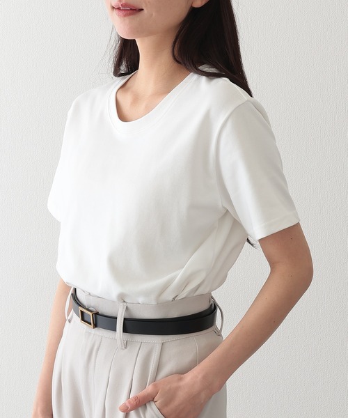 Lace Ladies(レースレディース)の「クルーネック ベーシック 半袖 Tシャツ カットソー(Tシャツ/カットソー・レディース・ベージュ/グリーン/グレー/アイボリー/ブラック・FREE)」の13枚目の写真
