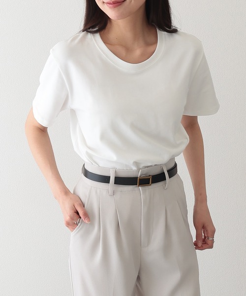 Lace Ladies(レースレディース)の「クルーネック ベーシック 半袖 Tシャツ カットソー(Tシャツ/カットソー・レディース・ベージュ/グリーン/グレー/アイボリー/ブラック・FREE)」の7枚目の写真