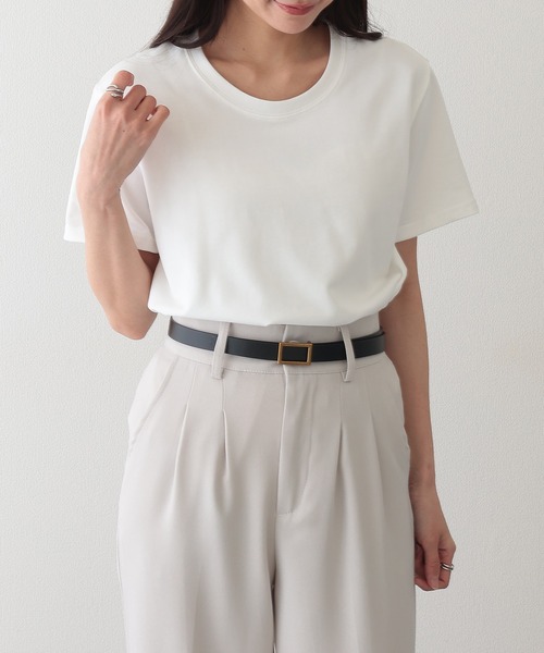 Lace Ladies(レースレディース)の「クルーネック ベーシック 半袖 Tシャツ カットソー(Tシャツ/カットソー・レディース・ベージュ/グリーン/グレー/アイボリー/ブラック・FREE)」の8枚目の写真