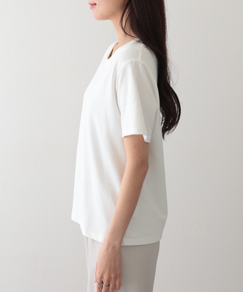 Lace Ladies(レースレディース)の「クルーネック ベーシック 半袖 Tシャツ カットソー(Tシャツ/カットソー・レディース・ベージュ/グリーン/グレー/アイボリー/ブラック・FREE)」の9枚目の写真