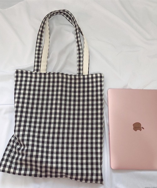 VIBGYOR(ヴィブジョー)の「Liaa/ギンガムチェック トートバッグ A18439(トートバッグ・レディース・ベージュ/オレンジ/グリーン/ブラック/ブルー/レッド/ピンク・FREE)」の10枚目の写真