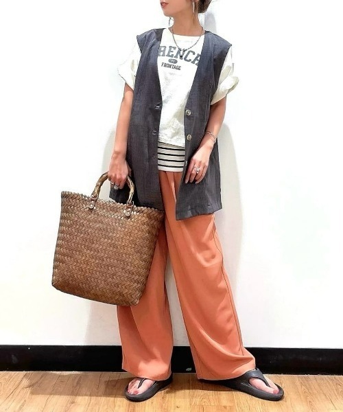 Right-on(ライトオン)の「【HONEYSUCKLE ROSE】バンブーハンドルトート(かごバッグ・レディース・ブラウン/ベージュ・ONE SIZE)」の10枚目の写真