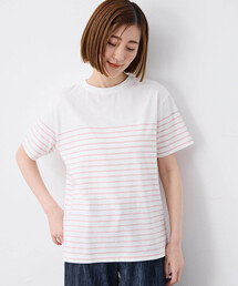 【接触冷感・UVカット】オーガニックコットンパネルボーダーTシャツ