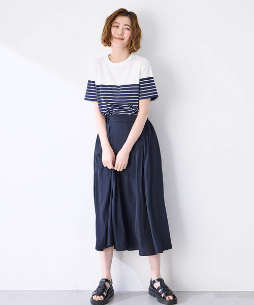 tシャツ 「夏SALE／UVカット／接触冷感／洗える」パネルボーダープルオーバー レディース Reflect tシャツ 「夏SALE／UVカット／接触冷感／洗える」パネル