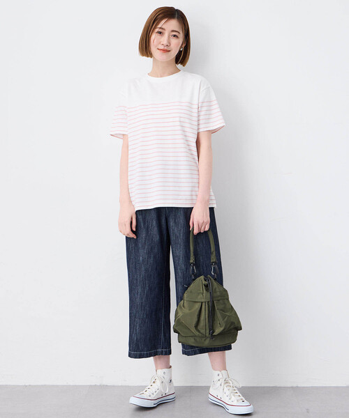 tシャツ 「夏SALE／UVカット／接触冷感／洗える」パネルボーダープルオーバー レディース 夏SALE／UVカット／接触冷感／洗える】パネルボーダープル