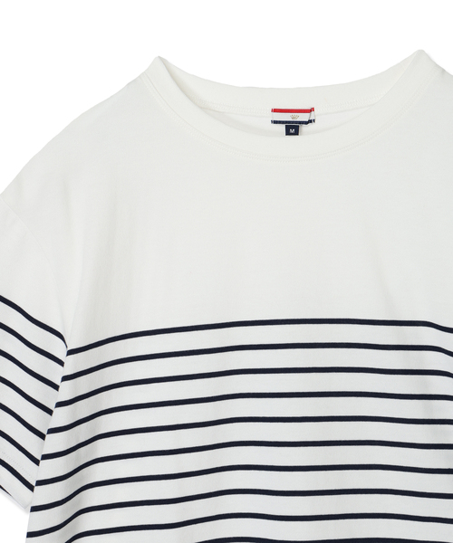 Petit Honfleur(プチオンフルール)の「【接触冷感・UVカット】オーガニックコットンパネルボーダーTシャツ(Tシャツ/カットソー・レディース・ピンク/ホワイト/ネイビー・L/M)」の9枚目の写真