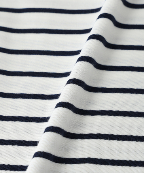 Petit Honfleur(プチオンフルール)の「【接触冷感・UVカット】オーガニックコットンパネルボーダーTシャツ(Tシャツ/カットソー・レディース・ピンク/ホワイト/ネイビー・L/M)」の6枚目の写真