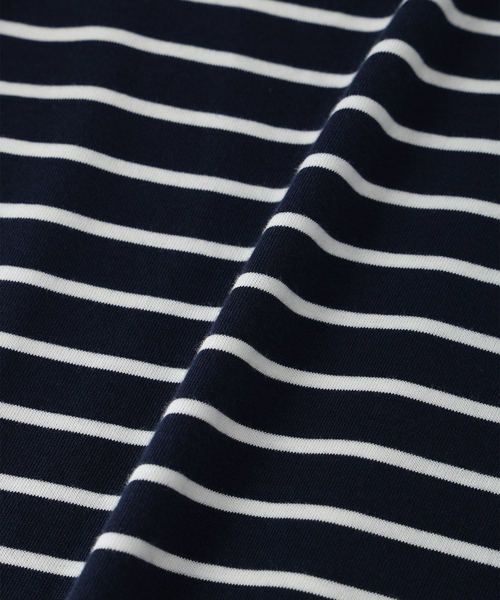 Petit Honfleur(プチオンフルール)の「【接触冷感・UVカット】オーガニックコットンパネルボーダーTシャツ(Tシャツ/カットソー・レディース・ピンク/ホワイト/ネイビー・L/M)」の4枚目の写真