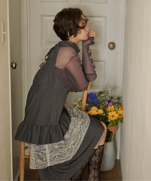 loin nuit（ロワンニュイ）の「ribbon tiered cami onepiece / リボン