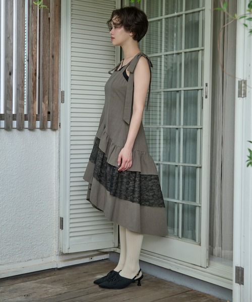 セール】ribbon tiered cami onepiece / リボンティアードキャミ