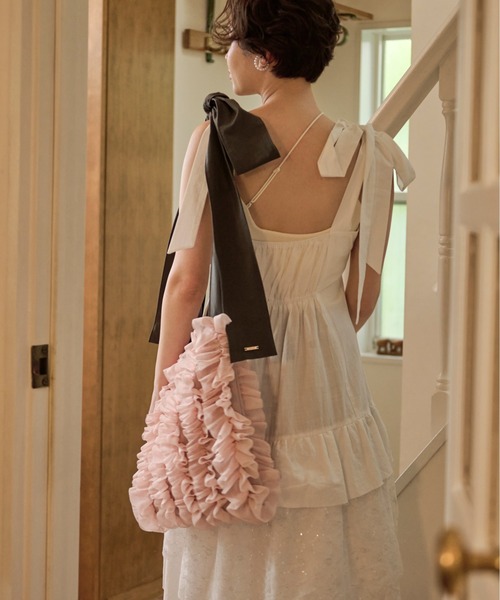 loin nuit（ロワンニュイ）の「ribbon tiered cami onepiece / リボンティアードキャミワンピース（ワンピース・レディース・ホワイト/チャコールグレー/グレー・FREE）」の10枚目の写真