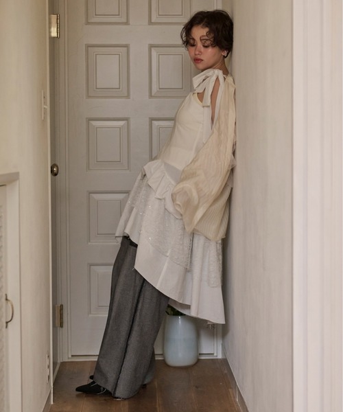 loin nuit（ロワンニュイ）の「ribbon tiered cami onepiece / リボン