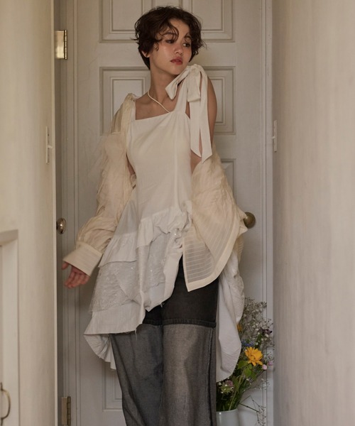 loin nuit（ロワンニュイ）の「ribbon tiered cami onepiece / リボン