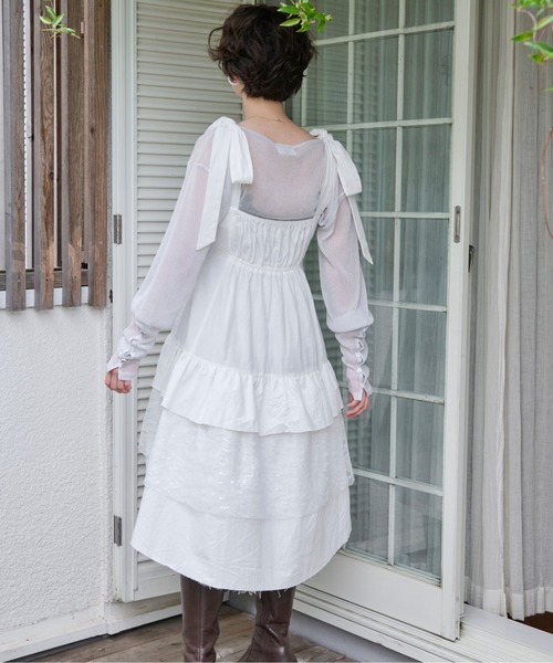 loin nuit（ロワンニュイ）の「ribbon tiered cami onepiece / リボン