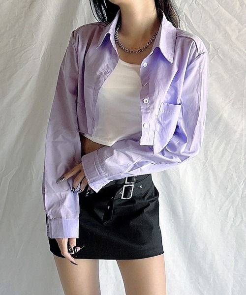 ROOPTOKYO（ループトウキョウ）の「Short Pocket Shirt / ショート丈シャツ クロップド丈（シャツ/ブラウス・レディース・ベージュ/オリーブ/ピンク/ライトパープル/ライトブルー/ホワイト・L/M/S）」の5枚目の写真