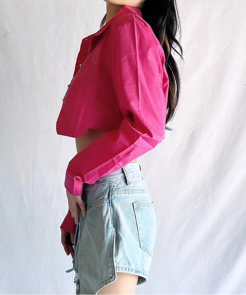 ROOPTOKYO（ループトウキョウ）の「Short Pocket Shirt / ショート丈シャツ クロップド丈（シャツ/ブラウス・レディース・ベージュ/オリーブ/ピンク/ライトパープル/ライトブルー/ホワイト・L/M/S）」の11枚目の写真