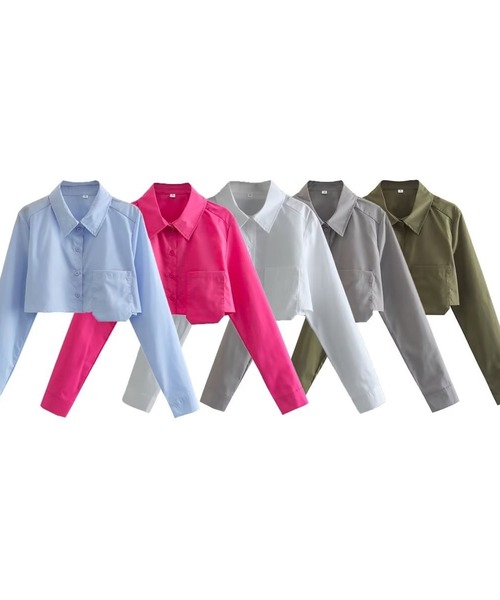 ROOPTOKYO（ループトウキョウ）の「Short Pocket Shirt / ショート丈シャツ クロップド丈（シャツ/ブラウス・レディース・ベージュ/オリーブ/ピンク/ライトパープル/ライトブルー/ホワイト・L/M/S）」の12枚目の写真