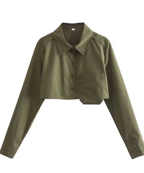 Lochie - vintage クロップド　ショート丈　シャツ　ブラウス セール】Short Pocket Shirt / ショート丈シャツ クロップド丈