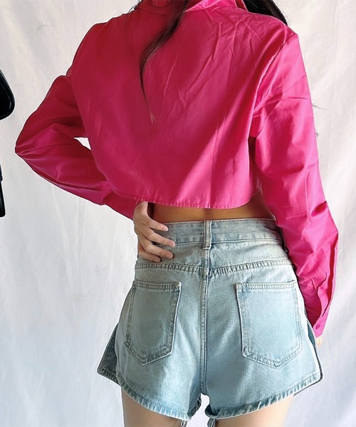 ROOPTOKYO（ループトウキョウ）の「Short Pocket Shirt / ショート丈シャツ クロップド丈（シャツ/ブラウス・レディース・ベージュ/オリーブ/ピンク/ライトパープル/ライトブルー/ホワイト・L/M/S）」の10枚目の写真