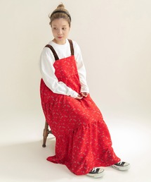 ☆クロスフラワープリント ティアードキャミワンピース