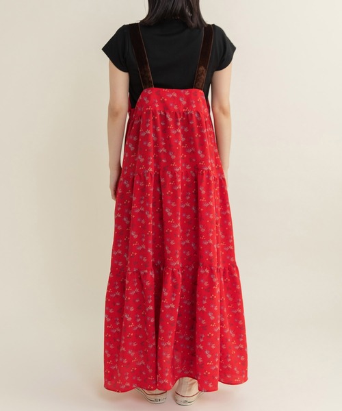 Dot&Stripes CHILD WOMAN(ドットアンドストライプス チャイルドウーマン)の「☆クロスフラワープリント ティアードキャミワンピース(ワンピース・レディース・ブラック/レッド・FREE)」の18枚目の写真