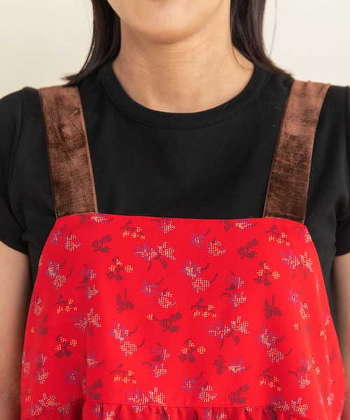 Dot&Stripes CHILD WOMAN(ドットアンドストライプス チャイルドウーマン)の「☆クロスフラワープリント ティアードキャミワンピース(ワンピース・レディース・ブラック/レッド・FREE)」の19枚目の写真