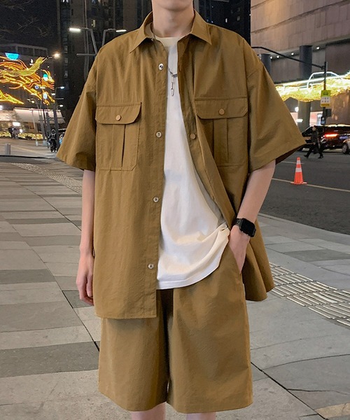 TOBEE（トゥビー）の「【TOBEE】ビッグシルエット 半袖シャツ＆ショートパンツ 2点セットアップ 軽量（セットアップ・メンズ・ブラック/カーキ/ライトグレー/ブラウン・MEDIUM/LARGE/X-LARGE）」の22枚目の写真