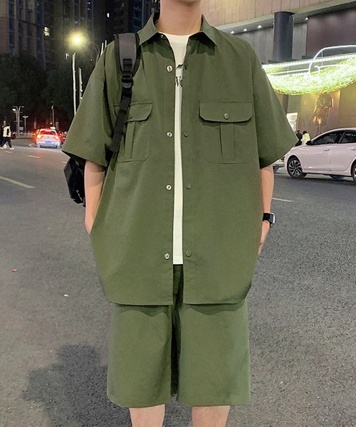 TOBEE（トゥビー）の「【TOBEE】ビッグシルエット 半袖シャツ＆ショートパンツ 2点セットアップ 軽量（セットアップ・メンズ・ブラック/カーキ/ライトグレー/ブラウン・MEDIUM/LARGE/X-LARGE）」の17枚目の写真