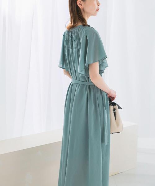 URBAN RESEARCH ROSSO WOMEN（アーバンリサーチ　ロッソ）の「フレアスリーブウエストベルトワンピース（ワンピース・レディース・チャコールグレー/カーキ/ブルー系その他・FREE）」の5枚目の写真