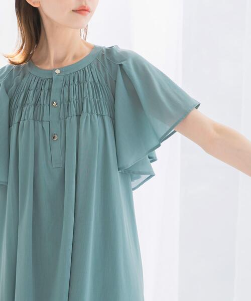 URBAN RESEARCH ROSSO WOMEN（アーバンリサーチ　ロッソ）の「フレアスリーブウエストベルトワンピース（ワンピース・レディース・チャコールグレー/カーキ/ブルー系その他・FREE）」の8枚目の写真