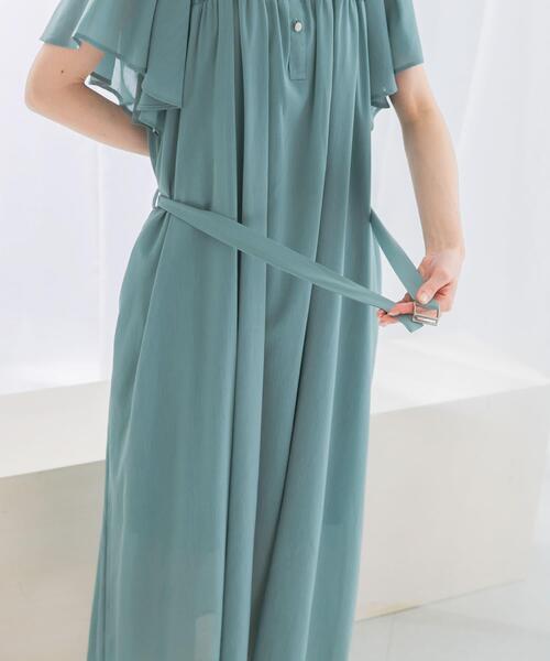 URBAN RESEARCH ROSSO WOMEN（アーバンリサーチ　ロッソ）の「フレアスリーブウエストベルトワンピース（ワンピース・レディース・チャコールグレー/カーキ/ブルー系その他・FREE）」の10枚目の写真