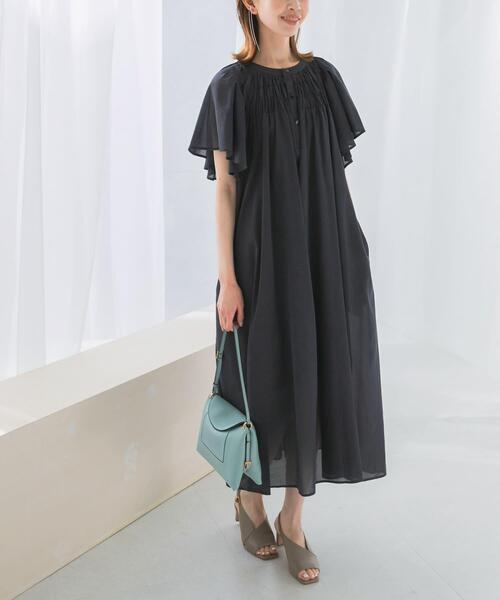 URBAN RESEARCH ROSSO WOMEN（アーバンリサーチ　ロッソ）の「フレアスリーブウエストベルトワンピース（ワンピース・レディース・チャコールグレー/カーキ/ブルー系その他・FREE）」の21枚目の写真