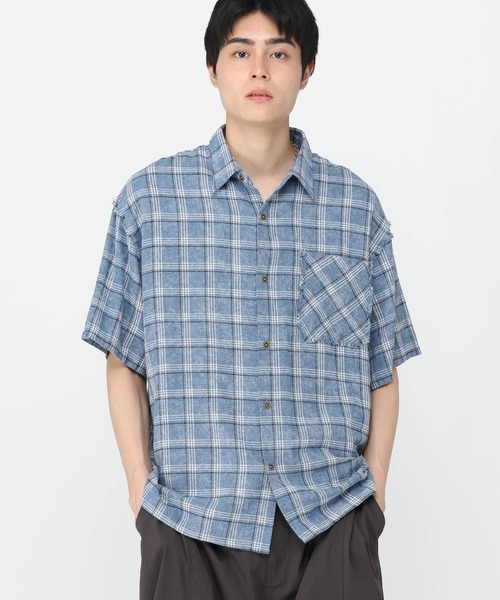 3.3 Field Trip （3.3フィールドトリップ）の「3.3 Field Trip／チェックアートシャツ（シャツ/ブラウス・メンズ・ブラック/ブルー・LARGE/MEDIUM）」の2枚目の写真