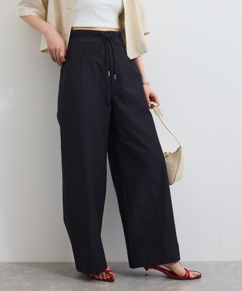 VIS（ビス）の「【接触冷感/洗える】ドロストワイドパンツ（その他パンツ・レディース・ブラック/ベージュ・FREE）」の2枚目の写真