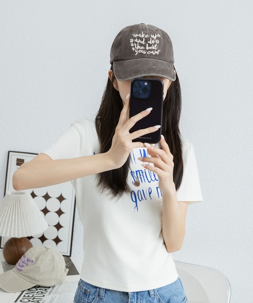 LA VORAGINE（ラ ヴォラジネ）の「ロゴ刺繍ベースボールキャップ　帽子（キャップ・レディース・ピンク/グリーン/ベージュ/モカ/ブラック・FREE）」の3枚目の写真