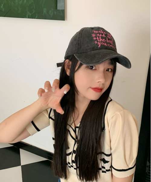 LA VORAGINE（ラ ヴォラジネ）の「ロゴ刺繍ベースボールキャップ　帽子（キャップ・レディース・ピンク/グリーン/ベージュ/モカ/ブラック・FREE）」の20枚目の写真