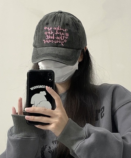 LA VORAGINE（ラ ヴォラジネ）の「ロゴ刺繍ベースボールキャップ　帽子（キャップ・レディース・ピンク/グリーン/ベージュ/モカ/ブラック・FREE）」の21枚目の写真