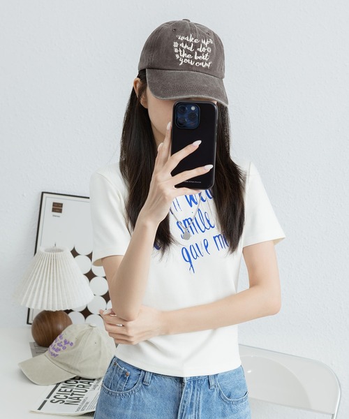 LA VORAGINE（ラ ヴォラジネ）の「ロゴ刺繍ベースボールキャップ　帽子（キャップ・レディース・ピンク/グリーン/ベージュ/モカ/ブラック・FREE）」の11枚目の写真