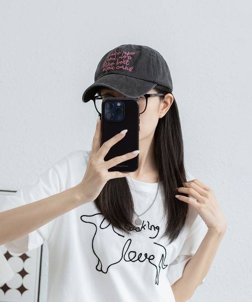 LA VORAGINE（ラ ヴォラジネ）の「ロゴ刺繍ベースボールキャップ　帽子（キャップ・レディース・ピンク/グリーン/ベージュ/モカ/ブラック・FREE）」の16枚目の写真