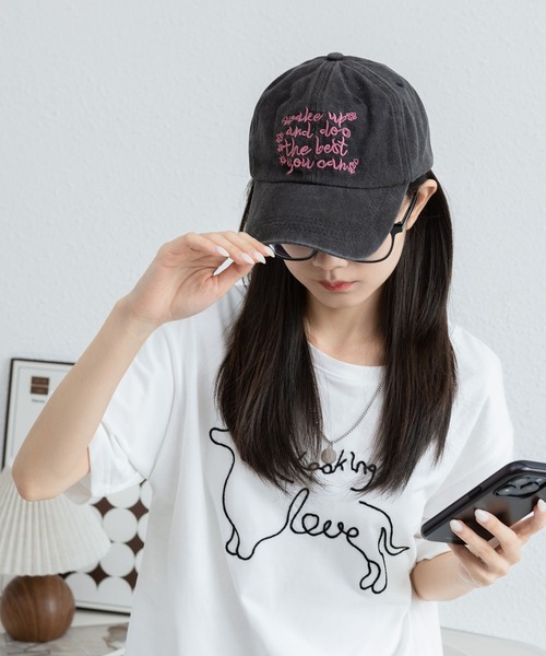 LA VORAGINE（ラ ヴォラジネ）の「ロゴ刺繍ベースボールキャップ　帽子（キャップ・レディース・ピンク/グリーン/ベージュ/モカ/ブラック・FREE）」の17枚目の写真