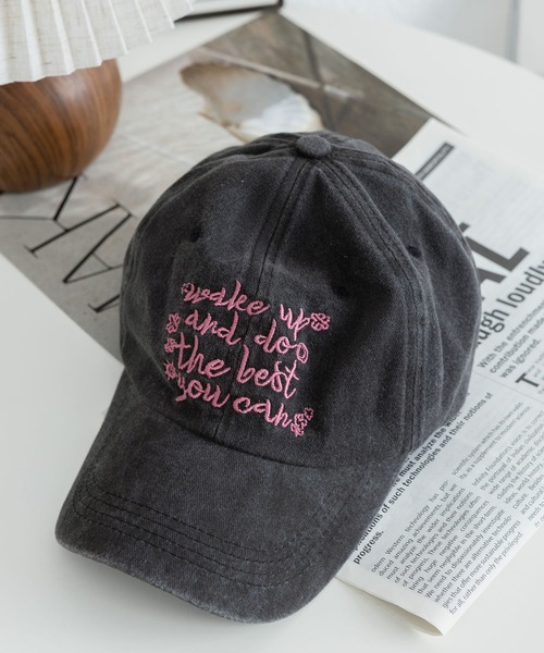 LA VORAGINE（ラ ヴォラジネ）の「ロゴ刺繍ベースボールキャップ　帽子（キャップ・レディース・ピンク/グリーン/ベージュ/モカ/ブラック・FREE）」の18枚目の写真