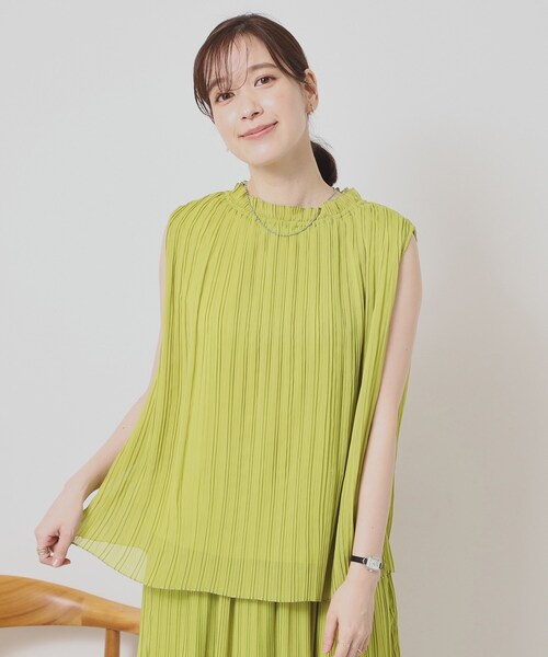 ITS'DEMO（イッツデモ）の「【手洗い可】楊柳プリーツブラウス（シャツ/ブラウス・レディース・イエロー/ブラック系/ホワイト系3/グリーン・00）」の4枚目の写真