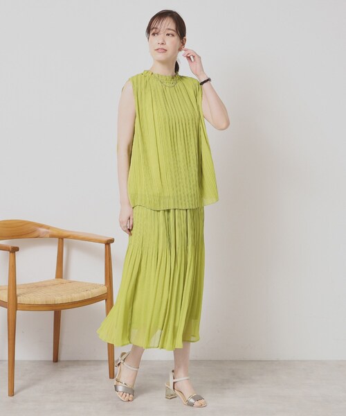 ITS'DEMO（イッツデモ）の「【手洗い可】楊柳プリーツブラウス（シャツ/ブラウス・レディース・イエロー/ブラック系/ホワイト系3/グリーン・00）」の5枚目の写真