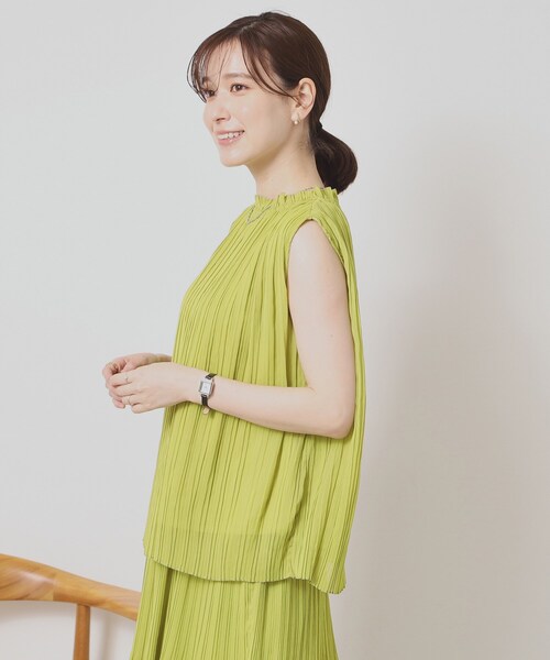 ITS'DEMO（イッツデモ）の「【手洗い可】楊柳プリーツブラウス（シャツ/ブラウス・レディース・イエロー/ブラック系/ホワイト系3/グリーン・00）」の6枚目の写真