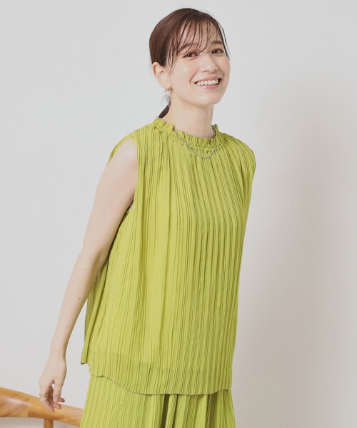 ITS'DEMO（イッツデモ）の「【手洗い可】楊柳プリーツブラウス（シャツ/ブラウス・レディース・イエロー/ブラック系/ホワイト系3/グリーン・00）」の7枚目の写真