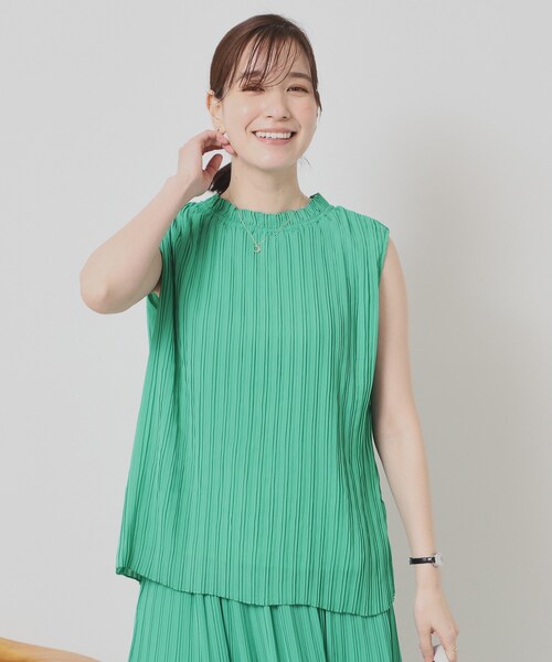 ITS'DEMO（イッツデモ）の「【手洗い可】楊柳プリーツブラウス（シャツ/ブラウス・レディース・イエロー/ブラック系/ホワイト系3/グリーン・00）」の10枚目の写真