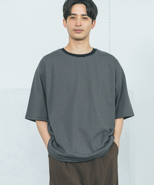 LAKOLE（ラコレ）の「アソートボーダー半袖T / 496436（Tシャツ/カットソー・メンズ・ブラック/ベージュ/ネイビー・MEDIUM/LARGE）」の2枚目の写真